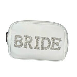 BRIDE EMBELLISHED WHITE BELT BAG